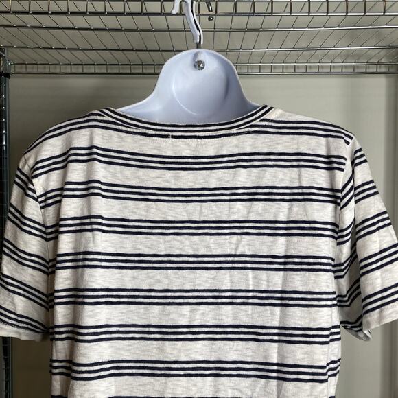J Crew‎ Women's White Black Striped Scoop Neck T Shirt Est. Size L Preppy Basics - Picture 9 of 10